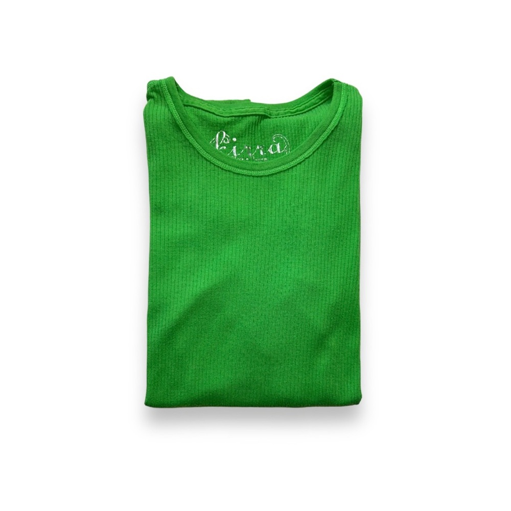 Kirra PacSun Lime Green Ribbed Long Sleeve Tee Y2K Cotton Blend Top, Size M - Picture 3 of 8